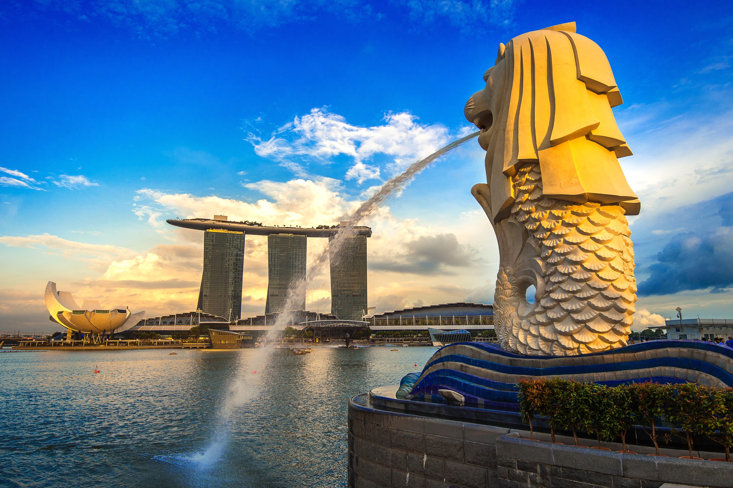 merlion statue cityscape singapore scaled