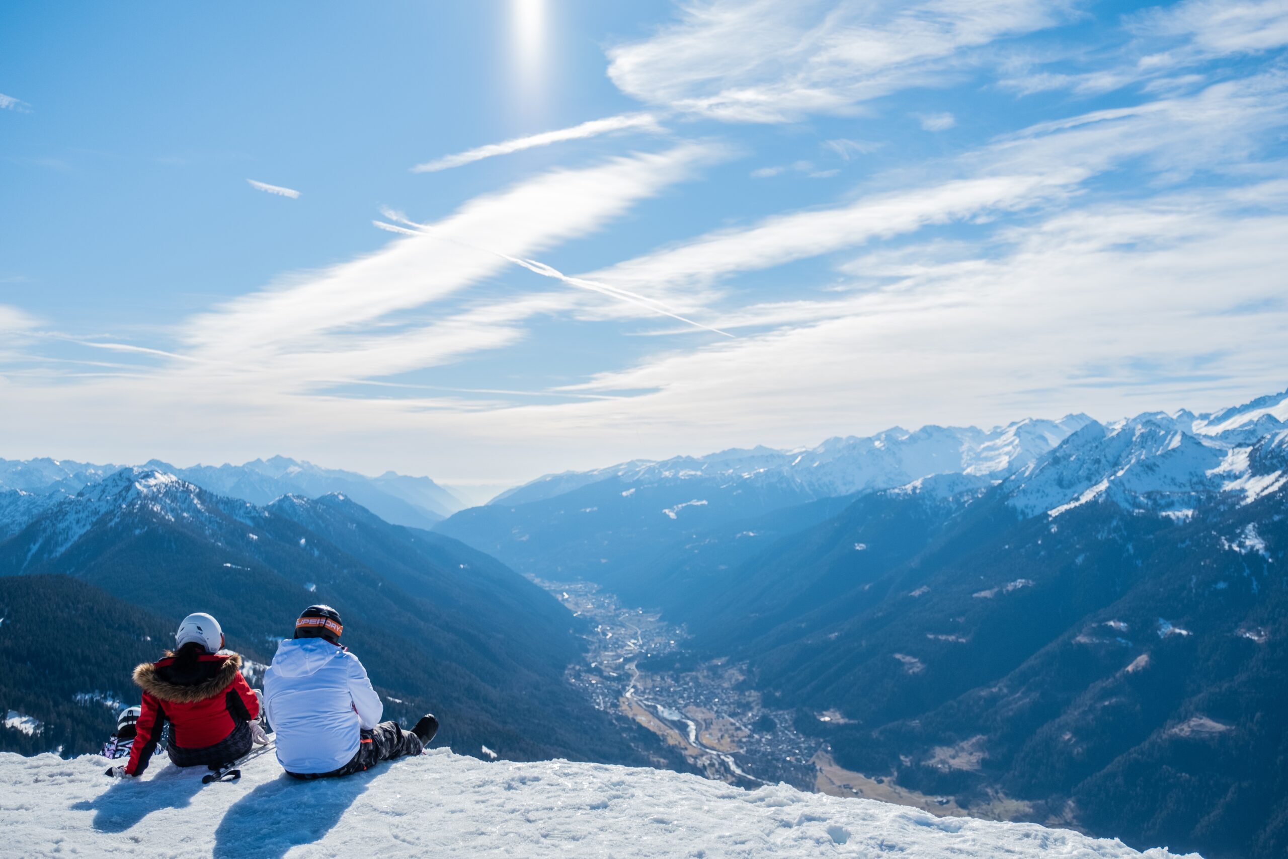 beautiful shot two persons enjoying view mountains valley daytime scaled