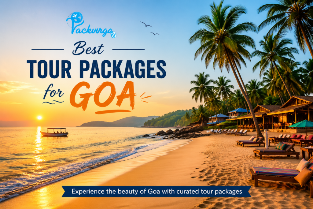Tour Packages for Goa beach view with palm trees and sunset