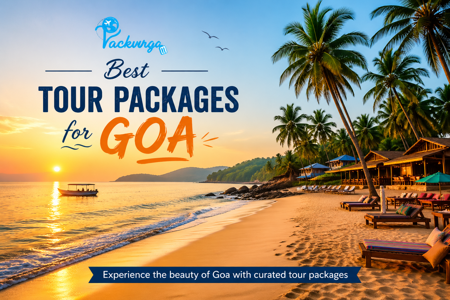Tour Packages for Goa beach view with palm trees and sunset