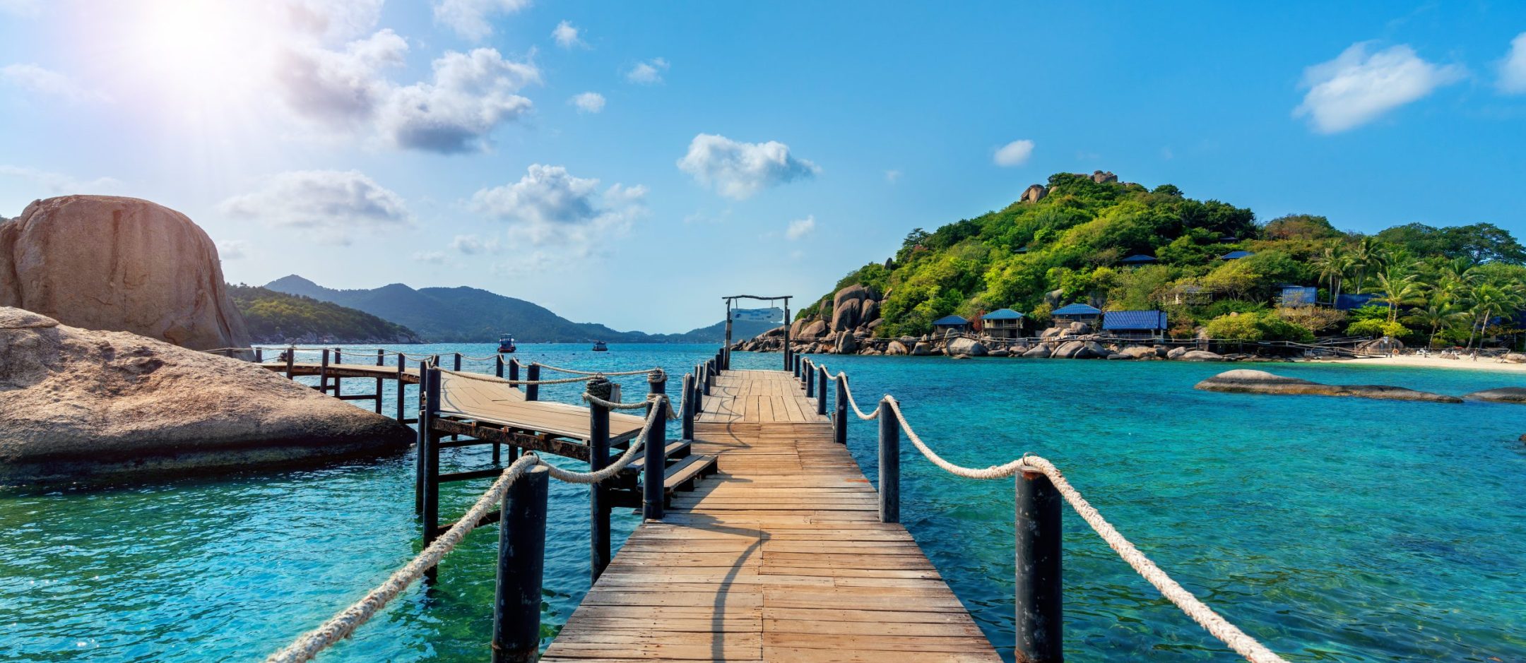 Wooden bridge at Koh Nangyuan island in Surat Thani, Thailand.